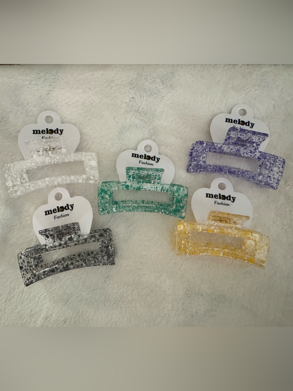 Glitter Rectangular Hair Clips - Assorted Colors